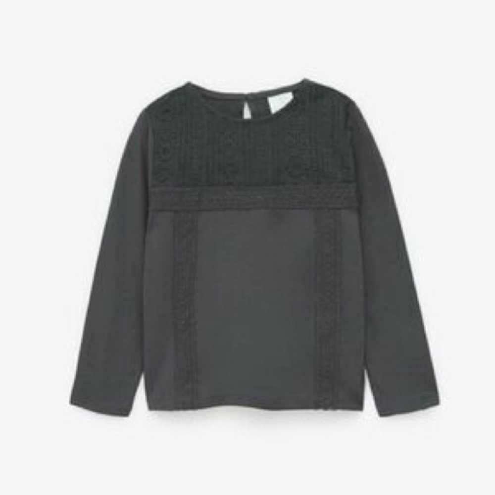 Zara Kids Girls Gray Long Sleeve Round Neck Top Blouse size 9